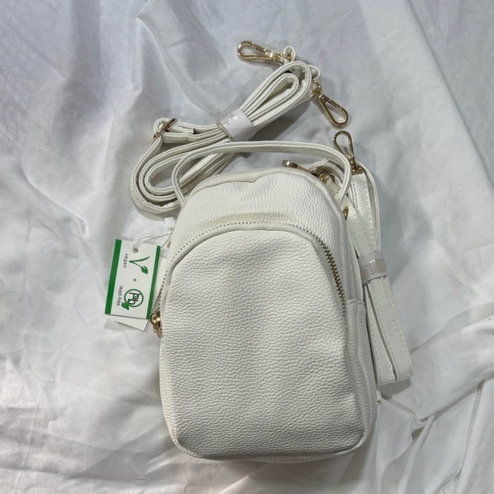 AR New York began pebbled leather white and gold purse backpack crossbody bag